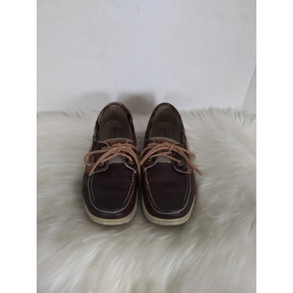 Sperry Top-Sider Women's Size 6.5 Bluefish Brown Leopard Boat shoes 90661